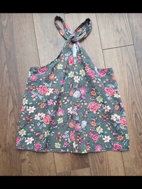 LOFT Olive Green Floral Halter Tank Top